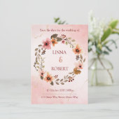 blush watercolor floral wedding invitation  einladung (Stehend Vorderseite)