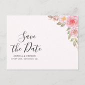 Blush Watercolor Florals with Gold Accents Wedding Postkarte (Vorderseite)