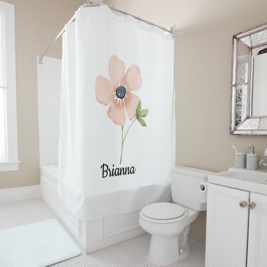Blush Watercolor Flower Name Duschvorhang (Beispiel)