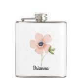 Blush Watercolor Flower Name Flachmann (Vorderseite)