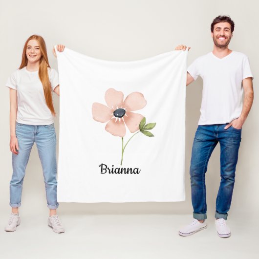 Blush Watercolor Flower Name Fleecedecke (Beispiel)