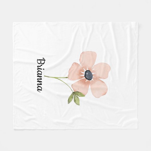 Blush Watercolor Flower Name Fleecedecke (Vorderseite (Horizontal))