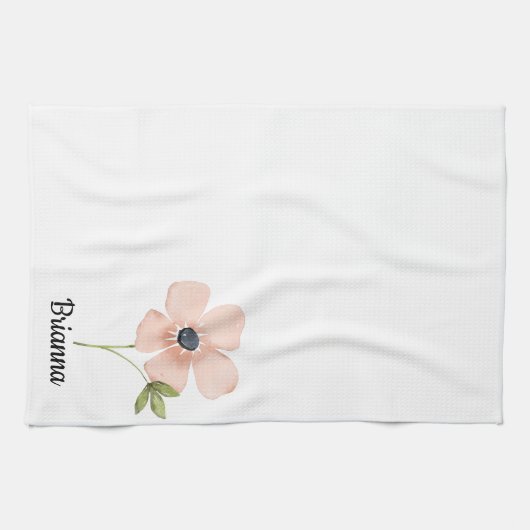 Blush Watercolor Flower Name Geschirrtuch (Horizontal)