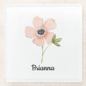 Blush Watercolor Flower Name Glasuntersetzer (Vorderseite)