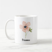 Blush Watercolor Flower Name Kaffeetasse (Links)
