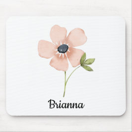 Blush Watercolor Flower Name Mousepad