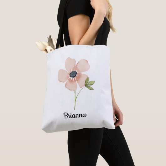 Blush Watercolor Flower Name Tasche (Von Nahem)