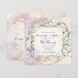 Blush Watercolor Forest Grüne Hochzeit Einladung