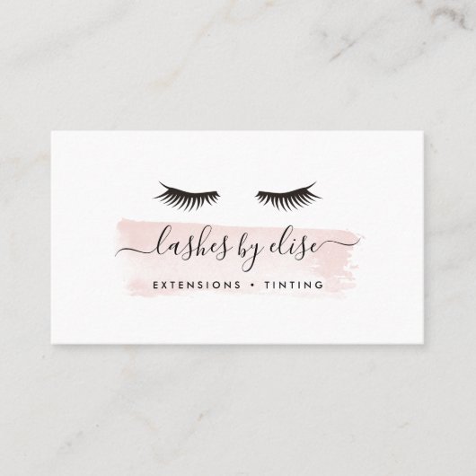 Blush Watercolor Lash Services Visitenkarte (Vorderseite)