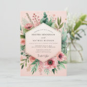 Blush Watercolor Meadow Wedding Einladung (Stehend Vorderseite)