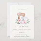 Blush Watercolor Mixer Blumenrezeptur Brautparty Einladung (Vorderseite)