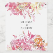 Blush Watercolor Moderne Hochzeit Danke Weinetikett (Einzelnes Label)