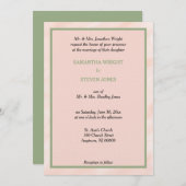 Blush Watercolor Sage Green Wedding Einladung (Vorne/Hinten)