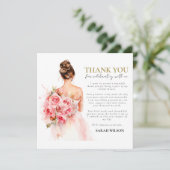 Blush Watercolor Wedding Brautparty Vielen Dank Einladung (Stehend Vorderseite)