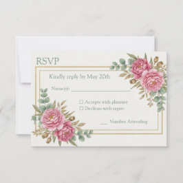 Blush Watercolor Wedding Response Card RSVP Karte