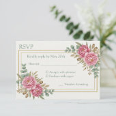 Blush Watercolor Wedding Response Card RSVP Karte (Stehend Vorderseite)