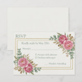 Blush Watercolor Wedding Response Card RSVP Karte (Vorne/Hinten)