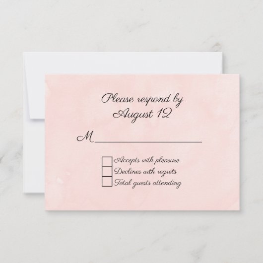Blush Watercolor Wedding RSVP Card Karte (Vorderseite)