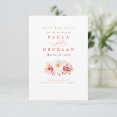 Blush Watercolor Wildblume Boho Save the Date (Stehend Vorderseite)