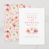 Blush Watercolor Wildblume Boho Save the Date (Vorne/Hinten)