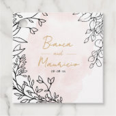 Blush Watercolor with Elegant Black Floral Design Geschenkanhänger (Vorderseite)