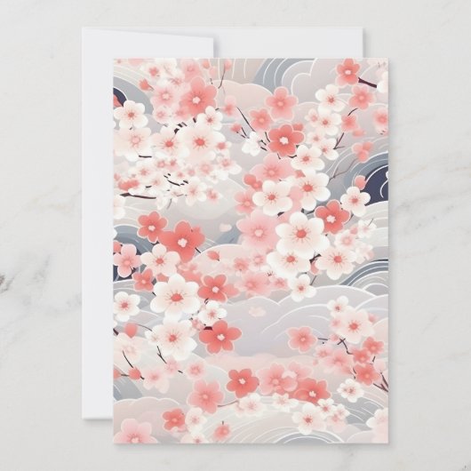 Blush Waves Sakura Blossom Modern Wedding Save The Date (Rückseite)