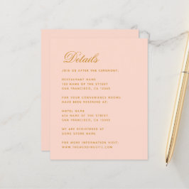 Blush Wedding Details Budget Pink Umschließkarte