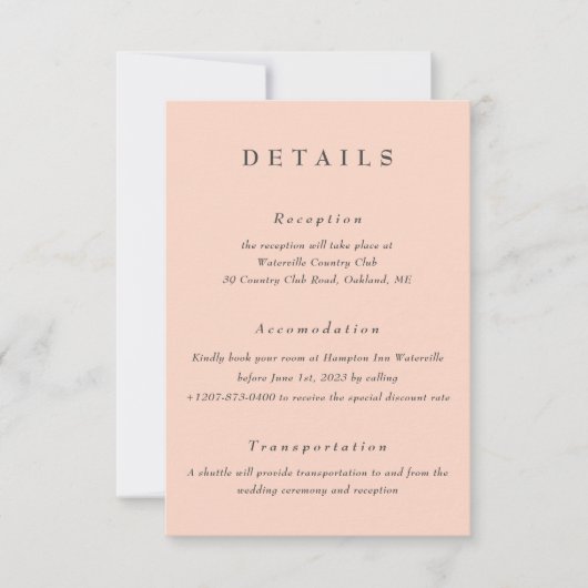 Blush Wedding Details Qr Code Umschließungskarte Einladung (Vorderseite)