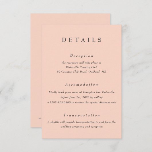 Blush Wedding Details Qr Code Umschließungskarte Einladung (Vorne/Hinten)