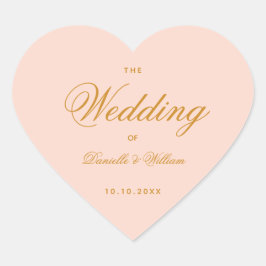 Blush Wedding Elegante Kalligrafie Einfaches Rosa Herz-Aufkleber