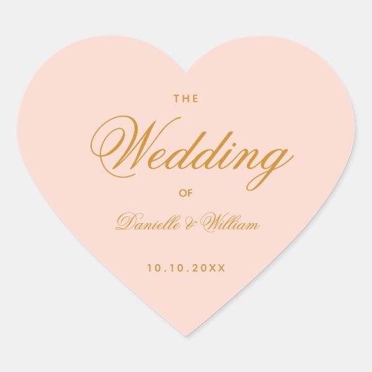 Blush Wedding Elegante Kalligrafie Einfaches Rosa Herz-Aufkleber (Vorderseite)