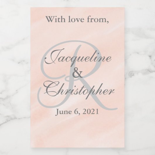 Blush Wedding Monogram Danke Mason Labels Lebensmitteletikett (Einzelnes Label)