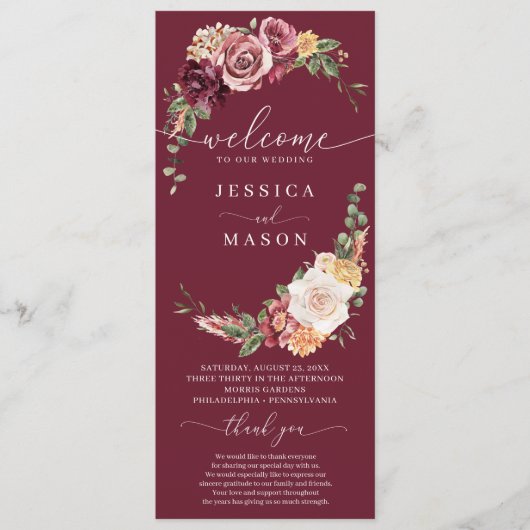 Blush Wedding Program Rustic Country Boho Programm (Vorderseite)