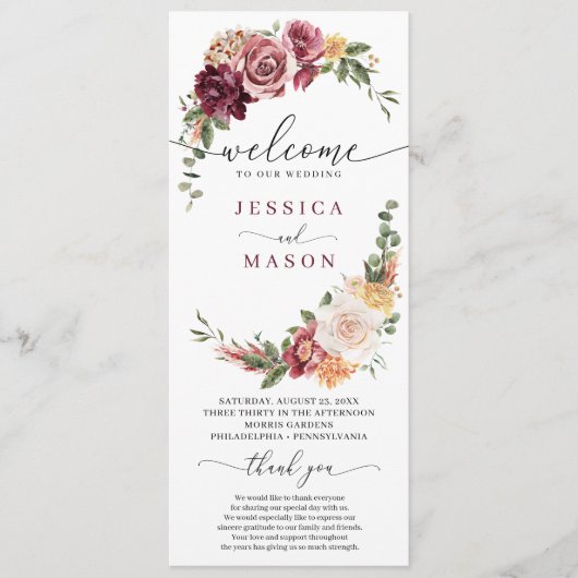 Blush Wedding Program Rustic Country Boho Programm (Vorderseite)