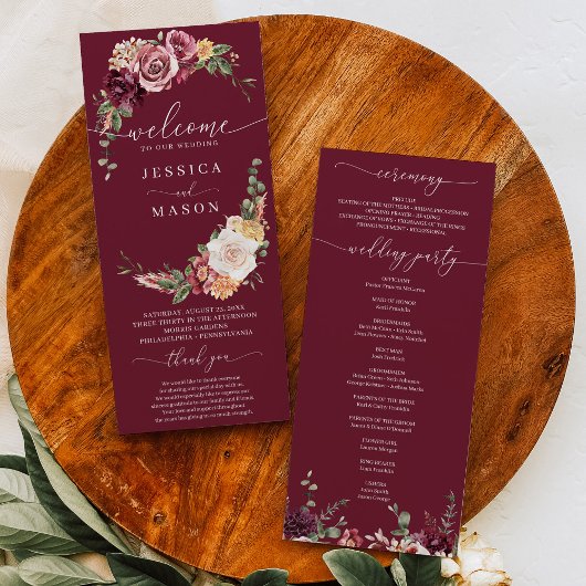 Blush Wedding Program Rustic Country Boho Programm