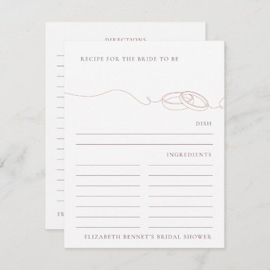 Blush Wedding Rings Brautparty Rezept Card (Vorne/Hinten)