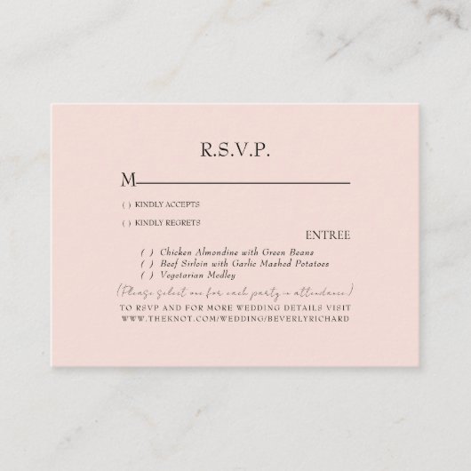 Blush Wedding RSVP Enclosure Begleitkarte (Vorderseite)