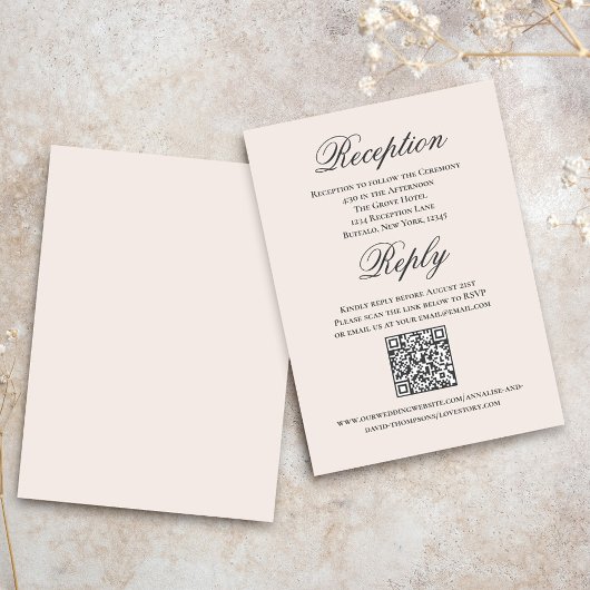 Blush Wedding Script RSVP Reception Begleitkarte