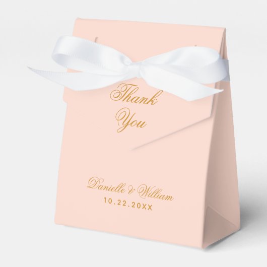 Blush Wedding Simple Pink Golden Script Vielen Dan Geschenkschachtel (Vorderseite)