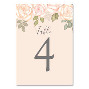 Blush Wedding Tischnummer Custom Floral Rose