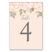 Blush Wedding Tischnummer Custom Floral Rose (Rückseite)