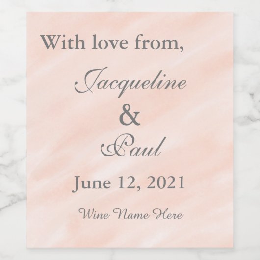 Blush Wedding Vielen Dank Weinetikett (Einzelnes Label)