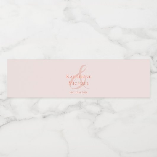 Blush-Wedding Wasserflaschenetikett (Einzelnes Label)