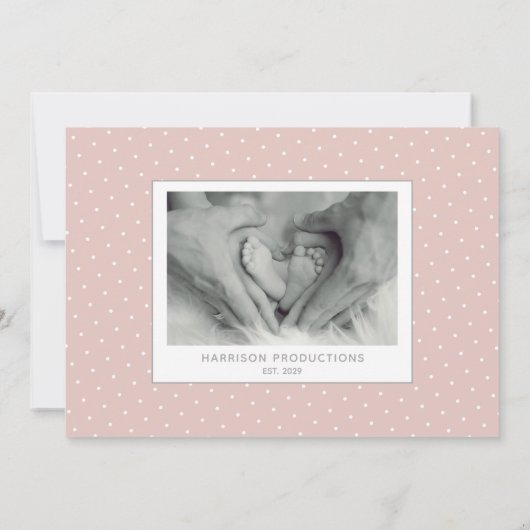 Blush Welcome Baby Girl Foto Collage Birth Ankündigung (Rückseite)