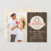 Blush Western Horseshoe Save the Date Postkarte (Vorne/Hinten)