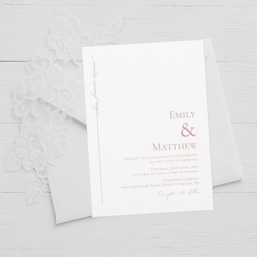 Blush Where Forever Begins Wedding Invitation Einladung