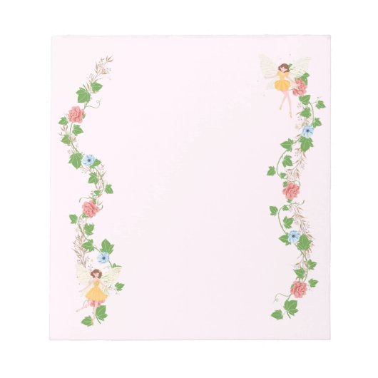 Blush Whimsical Fairy Flower Vines Notizblock (Vorderseite)