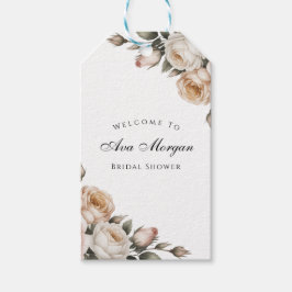 Blush White and Gold Floral Bridal Shower Thanks Geschenkanhänger