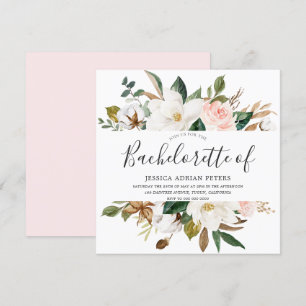 Blush & White Beautiful Blume Junggeselinnen-Absch Einladung