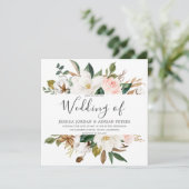 Blush & White Beautiful Blume Moderne Hochzeit Einladung (Stehend Vorderseite)